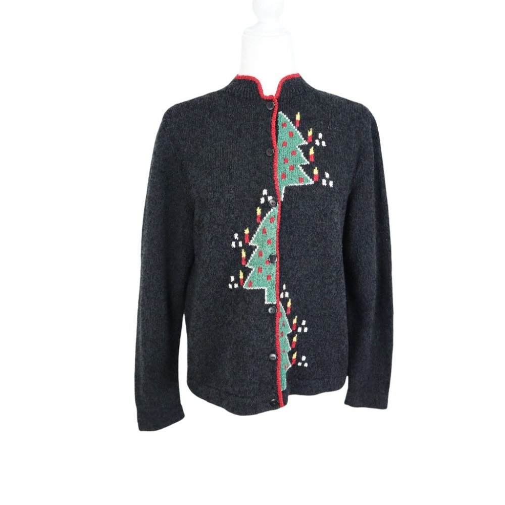 South Cotton Light Vintage Women's Size M Christmas Cardigan Sweater Long Sleeve